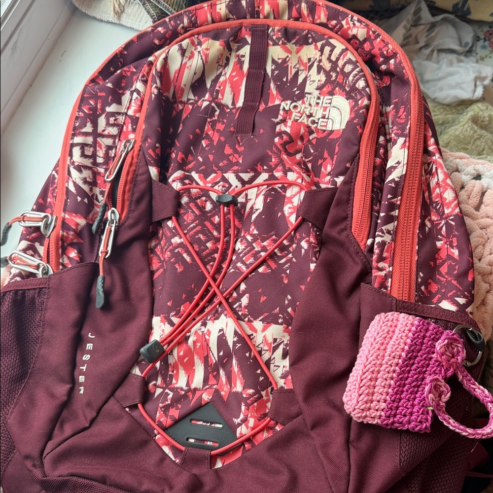 NWT: The North Face Women's Burgundy and Pink Backpack